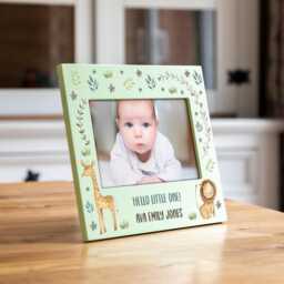 Pastel Photo Frame, New Baby Gift, Welcome To The World Personalised Picture Christening 1st Birthday Gift Jungle Nursery Uv805 - thumbnail 2
