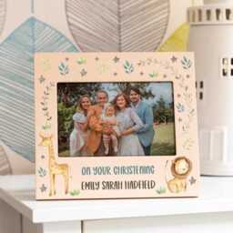 Pastel Photo Frame, New Baby Gift, Welcome To The World Personalised Picture Christening 1st Birthday Gift Jungle Nursery Uv805 - thumbnail 3