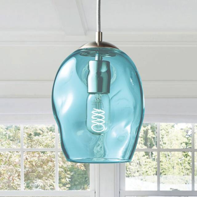 Aqua Petra Pendant Light Hand Blown Glass Made To Order - image 1