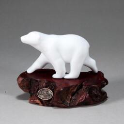 Polar Bear Cub On Burlwood Slab By John Perry - thumbnail 2