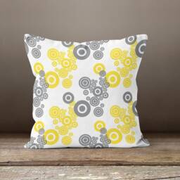 Mustard Grey Cushion Cover-Modern Paint Pillow Case-Geometric Living Room Cover-Flower Case-Gift For Her-Handmade Material - thumbnail 3