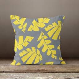 Mustard Grey Cushion Cover-Modern Paint Pillow Case-Geometric Living Room Cover-Flower Case-Gift For Her-Handmade Material - thumbnail 2