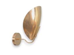 Mid Century Modern Brass Wall Sconce, Handmade Curved Shade Light - thumbnail 1