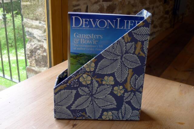 William Morris Magazine Holder Bramble Blue, Handmade Stationery - image 1
