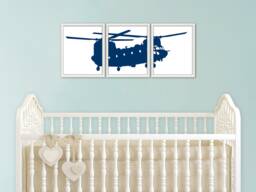 Helicopter Wall Art - Chinook, Helicopter Decor, Military - thumbnail 1