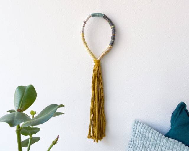Tassel Knotted Wall Hanging, Contemporary Fiber Knot Loop Decor, Wrapped Macrame Rope Art For Boho Decor - image 1