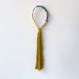 Tassel Knotted Wall Hanging, Contemporary Fiber Knot Loop Decor, Wrapped Macrame Rope Art For Boho Decor - thumbnail 3