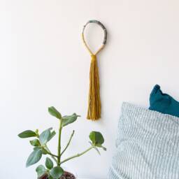 Tassel Knotted Wall Hanging, Contemporary Fiber Knot Loop Decor, Wrapped Macrame Rope Art For Boho Decor - thumbnail 2