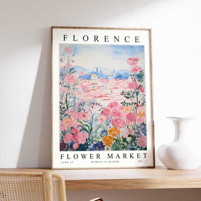 Florence Flower Market Poster Italian Floral Wall Art