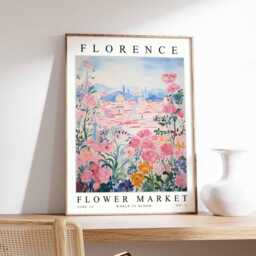 Florence Flower Market Poster Italian Floral Wall Art - thumbnail 1