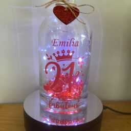 Personalised 21st Birthday Light Up Bottle, Bottle Lamp With Gift Messaging Service & Bag - thumbnail 2