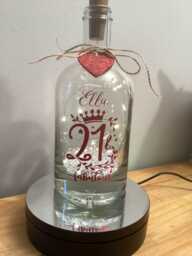 Personalised 21st Birthday Light Up Bottle, Bottle Lamp With Gift Messaging Service & Bag - thumbnail 1