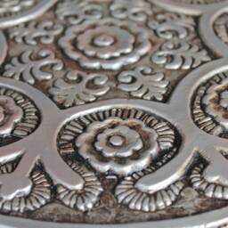 Fine Art Ceramic Tile Installations, Floral Wall Art Tiles, Sculpture, Decorative Tile, Ceramic Art, Mix Suzani 30cm Aged Silver - thumbnail 3