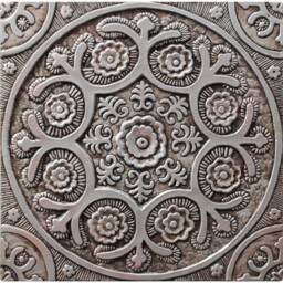 Fine Art Ceramic Tile Installations, Floral Wall Art Tiles, Sculpture, Decorative Tile, Ceramic Art, Mix Suzani 30cm Aged Silver - thumbnail 2