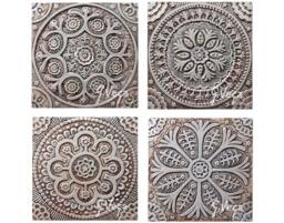 Fine Art Ceramic Tile Installations, Floral Wall Art Tiles, Sculpture, Decorative Tile, Ceramic Art, Mix Suzani 30cm Aged Silver - thumbnail 1