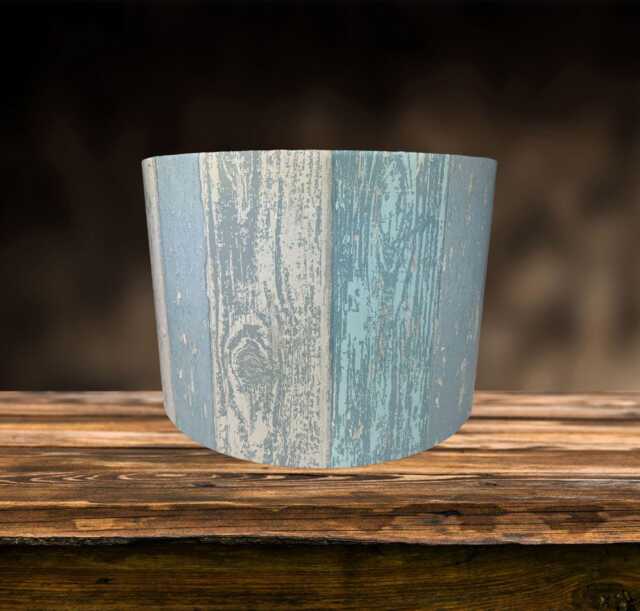 Coastal Wood Panel Lampshade For Ceiling & Table Lamps, Nautical Rustic Drum Light Shade - image 1