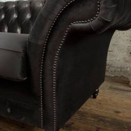 Unique British Handmade Velvet 3 Seater Chesterfield Sofa - Reflex Cushion Seat Charcoal - thumbnail 2