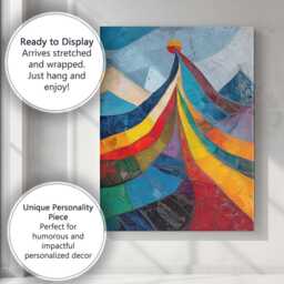 Abstract Rainbow Mountain Peak Geometric Landscape Painting Canvas Wall Art Print Decor Picture Ready To Hang - thumbnail 3