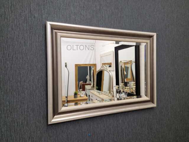Mordern Curved Desing Frame Wall Mirror Silver Painted Wood Bevelled Edge Glass Rectangular Home Interior Decor Made in UK - image 1