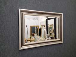 Mordern Curved Desing Frame Wall Mirror Silver Painted Wood Bevelled Edge Glass Rectangular Home Interior Decor Made in UK - thumbnail 1