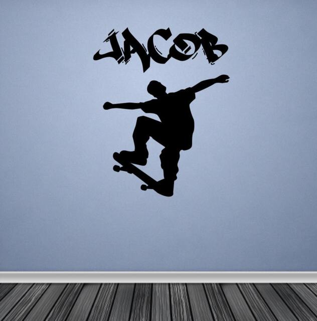 Personalized Wall Decal Skater Skateboard Personalised Sticker Boys Bedroom - image 1