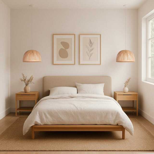 stylish Set Of 2 Pendant Lamps For Rustic Charm, Cozy Scandinavian Wood Ceiling Lights, Charming Bedside Farmhouse Bedroom - image 1