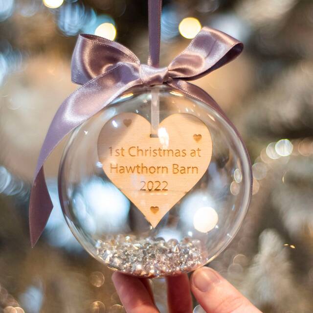 Personalised 1st Christmas At A New Home Tree Bauble Ornament - image 1