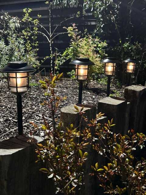 Solar Pathway Stake Black Metal Garden Light Decoration Decor - image 1