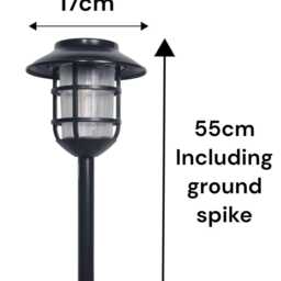 Solar Pathway Stake Black Metal Garden Light Decoration Decor - thumbnail 3