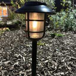 Solar Pathway Stake Black Metal Garden Light Decoration Decor - thumbnail 2