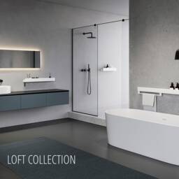 Matte Blue Steel Bathroom Shelf Industrial Wall Mounted Towel Rack - thumbnail 3