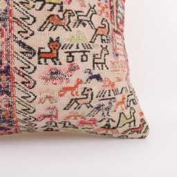 Vintage Turkish Kilim Pillow Cover Handwoven Wool Cushion, 16x16 - thumbnail 2