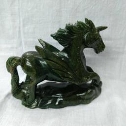 Jade Unicorn Horse - Unicorn Statue Carved Animal Figurines Stone Animals Rock Gemstone Artifacts - thumbnail 2