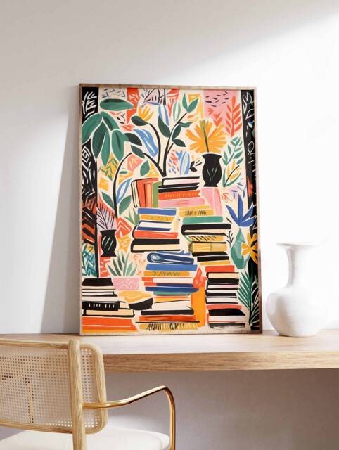 Vintage Bookshop Poster, Book Shop Print, Lovers Gift, Reading Antique Wall Art, Retro Library Gift Idea - image 1