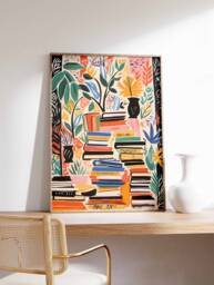 Vintage Bookshop Poster, Book Shop Print, Lovers Gift, Reading Antique Wall Art, Retro Library Gift Idea - thumbnail 1