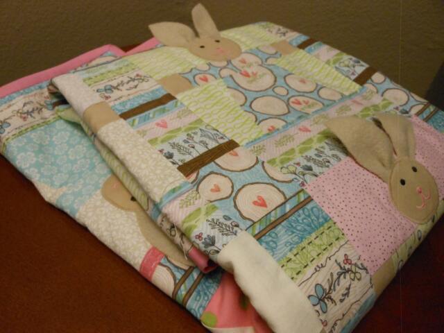 The Bunny Quilt Modern Baby Blanket, Ready To Ship - image 1