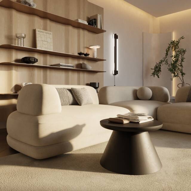 Japandi Black Coffee Table Modern Round Accent Table, 50cm - image 1