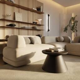 Japandi Black Coffee Table Modern Round Accent Table, 50cm - thumbnail 1