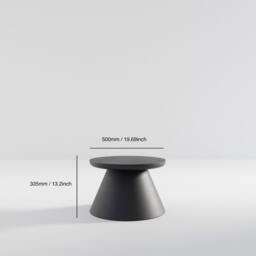Japandi Black Coffee Table Modern Round Accent Table, 50cm - thumbnail 3