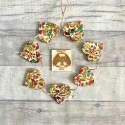 Emma Bridgewater Autumn Leaves Bunting, Rustic Heart Garland For Fall, Woodland Wall Decoration - thumbnail 1