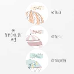 Hot Air Balloons Wall Stickers Custom Name Nursery Decals Children Room Decor Animals Art - thumbnail 3