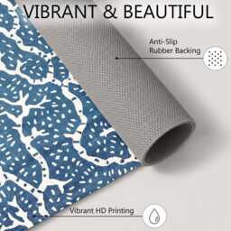 Blue Coral Reef Organic Pattern Rug Non-Slip Soft Area Carpet Bedroom Living Room Hallway Mat Decor - Made in UK - thumbnail 4