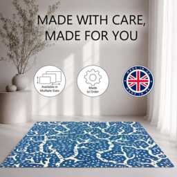 Blue Coral Reef Organic Pattern Rug Non-Slip Soft Area Carpet Bedroom Living Room Hallway Mat Decor - Made in UK - thumbnail 2