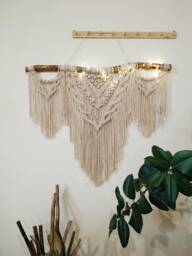 Large Macrame Backdrop, Extra Large Wall Decor With Tassels, Home & Living Decor, Terracotta Living Room Wall - thumbnail 1