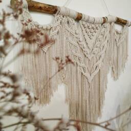 Large Macrame Backdrop, Extra Large Wall Decor With Tassels, Home & Living Decor, Terracotta Living Room Wall - thumbnail 2