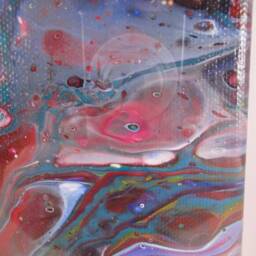 Paint Pouring, Pour Art, Painted Canvas, Poured Paint, Fluid Cell Painting, Wall Framed Abstract - thumbnail 3