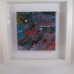 Paint Pouring, Pour Art, Painted Canvas, Poured Paint, Fluid Cell Painting, Wall Framed Abstract - thumbnail 2