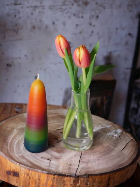 Colorful Candle Made From 100% Beeswax, Rainbow - image 1