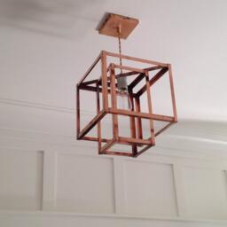 Geometric Copper Cage Pendant Light - Industrial Edison Chandelier - thumbnail 4