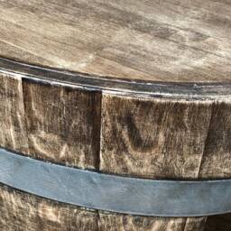 Wine Barrel Coffee Table With Wooden Lid & Shelf Whiskey Look - thumbnail 3